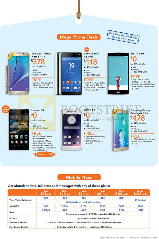 Mobile, Samsung Galaxy Note 5, Sony Xperia C5 Ultra, LG G4 Beat, Huawei P8, OPPO R7, Galaxy S6 edge, Mobile Plans, Lite, Reg, Max