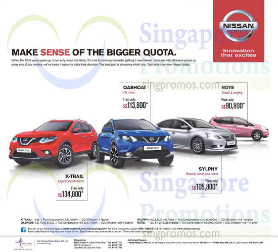 Nissan X-Trail, Qashqai, Note, Sylphy 26 Sep 2015