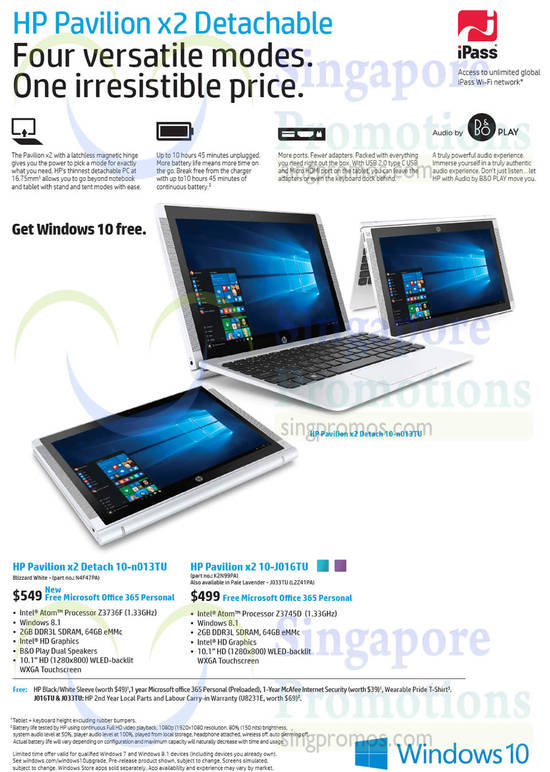 Notebooks Pavilion x2 Detach 10-n013TU, Pavilion x2 10-J016TU