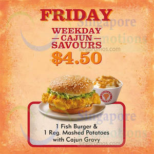 Featured image for (EXPIRED) Popeyes $4.50 1 Fish Burger & 1 Reg Mashed Potatoes with Cajun Gravy (Fridays) 4 Sep 2015