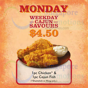Featured image for (EXPIRED) Popeyes $4.50 1pc Chicken & 1pc Cajun Fish (Mondays) From 7 Sep 2015