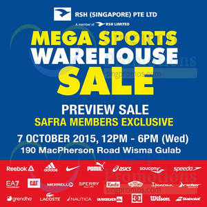 Featured image for (EXPIRED) Royal Sporting House Mega Warehouse Preview Sale For SAFRA Members 7 Oct 2015