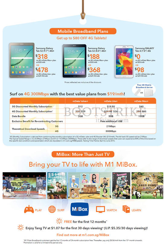 Samsung Galaxy Tab S2 9.7, Samsung Galaxy Tab S2 8.0, Samsung GALAXY Tab 4 7.0, MiBox, 4G 300Mbps, mData Value, Lite, Max Plus