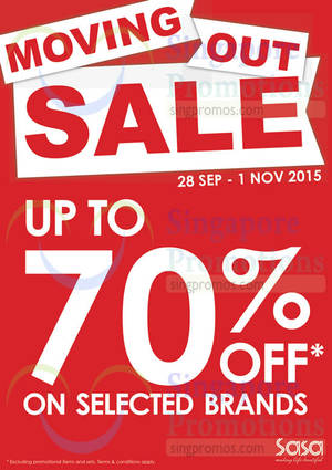 Featured image for (EXPIRED) Sasa Moving Out Sale @ 100am 29 Sep – 1 Nov 2015