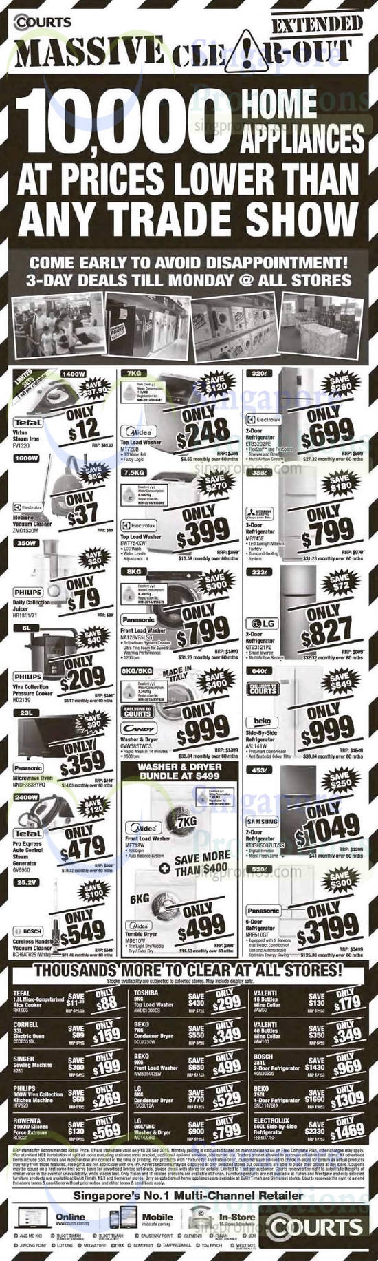 Washers, Fridges, Small Home Appliances, Tefal, Electrolux, Philips, Panasonic, Bosch, Midea, Candy, Samsung, Mitsubishi Electric