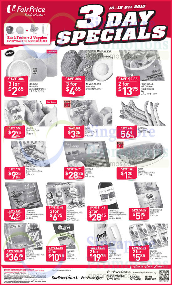 16 Oct 3 Day Specials Fruits, Meat, Wine, Cooking Oil, Brands, Garnier Men, Beautex Tissue Packet