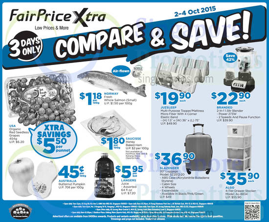 3 Days Compare n Save Grapes, Mattress, Blender, Luggage, Algo Stocker