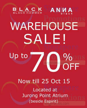 Featured image for (EXPIRED) Black Hammer & Anna Black Warehouse Sale @ Jurong Point 19 – 25 Oct 2015