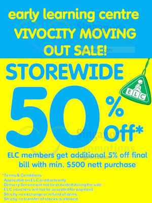 Featured image for (EXPIRED) Early Learning Centre 50% Off Storewide @ Vivocity 6 – 13 Oct 2015