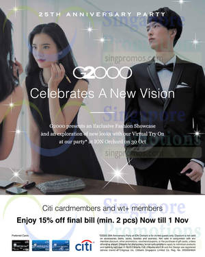Featured image for G2000 15% Off For Citibank Cardmembers 30 Oct – 1 Nov 2015