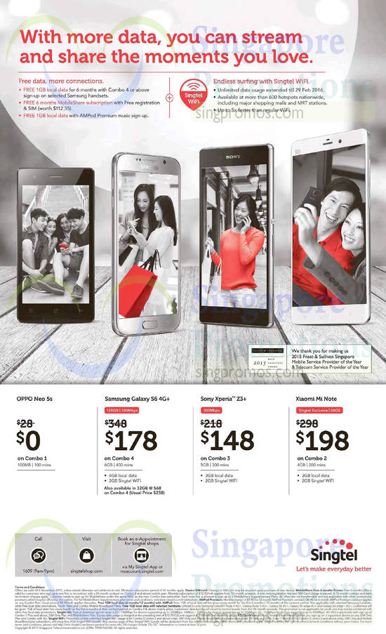 Oppo Neo 5s, Samsung Galaxy S6, Sony Xperia Z3Plus, Xiaomi M1 Note