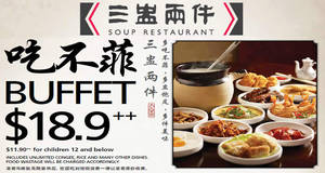 Featured image for (EXPIRED) Soup Restaurant $18.90+ Buffet Promotion (Weekdays) From 2 Oct 2015