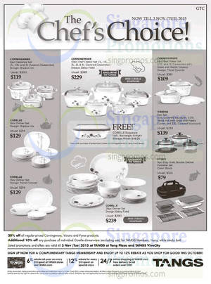 Featured image for (EXPIRED) Corelle, Corningware & Pyrex Cookware Offers @ Tangs 9 Oct – 3 Nov 2015