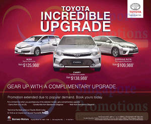 Featured image for Toyota Wish, Camry & Corolla Altis Offers 10 Oct 2015