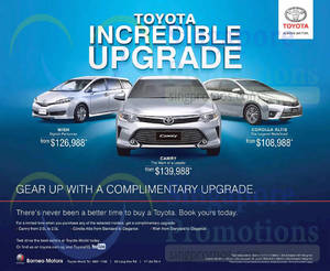 Featured image for Toyota Wish, Camry & Corolla Altis Offers 3 Oct 2015