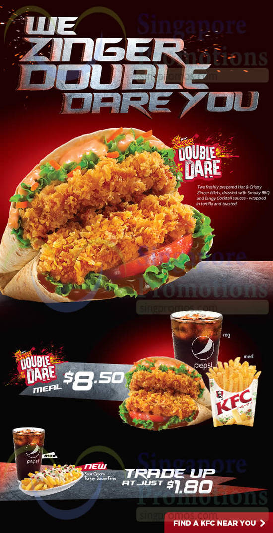 Zinger Double Dare Meal, Sour Cream Turkey Bacon Fries