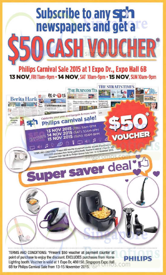 12 Nov 50 Dollar Cash Voucher on SPH Subscription