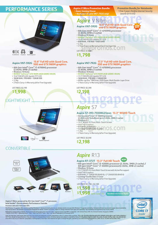 Acer Computers, Notebooks, Aspire VN7-592G, Aspire VN7-792G, Aspire S7-393-75508G25ews, Aspire R7-372T