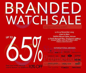 Featured image for (EXPIRED) Branded Watch Sale @ Safra Mount Faber 12 – 15 Nov 2015