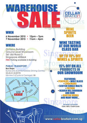 Featured image for (EXPIRED) Cellar Bration Warehouse Sale 6 – 7 Nov 2015