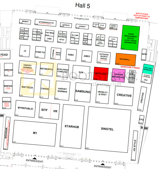 Floor Plan Map Hall 5, Singapore Expo SITEX 2015