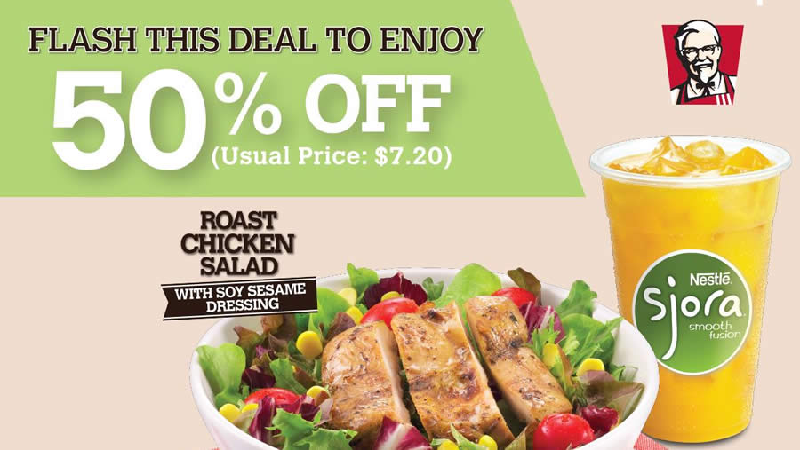 Featured image for KFC 50% Off Roast Chicken Salad Meal Coupon From 2 Nov 2015