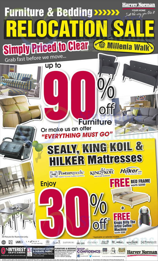 Millenia Walk Relocation Sale, Furniture And Bedding, Mattresses, Sealy Posturepedic, King Koil, Hilker, Aarhus, ALF