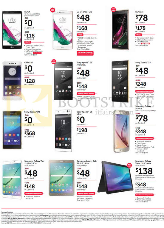 Mobile Phones LG G4, G4 Dual LTE, Class, Oppo R7, Sony Xperia Z5 Premium, Z5, M5, C5 Ultra, Samsung Galaxy S6, Tab S2 8.0, Tab S2 9.7, View 18.4