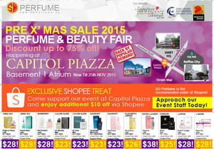Featured image for SD Perfume Pre-X’mas Perfume & Beauty Sale @ Capitol Piazza 2 – 25 Nov 2015