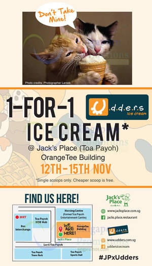 Featured image for (EXPIRED) Udders 1-for-1 Ice Cream @ OrangeTee Building 12 – 15 Nov 2015