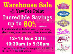 Featured image for Umeko Barbie, Disney & More Warehouse Sale @ YewTee Point 12 – 18 Nov 2015