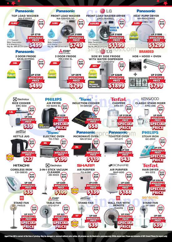 Washers, Fridges, Air Fryer, Chopper, Oven, Hair Dryer, Fans, Panasonic, LG, Mitsubishi Electric, Philips, Toyomi, Kenwood, Sharp