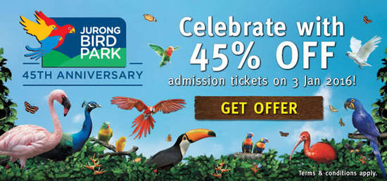 Jurong Bird Park 45% Off Admission Tickets 1-Day Promo 3 Jan 2016