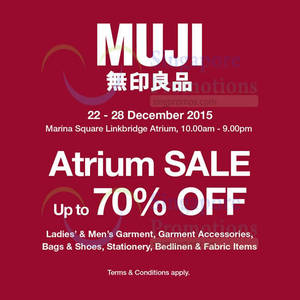 Featured image for Muji Atrium Event @ Marina Square Linkbridge Atrium 22 – 28 Dec 2015