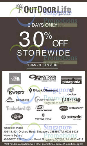 Featured image for (EXPIRED) Outdoor Life 30% Off Storewide Promo 1 – 3 Jan 2016