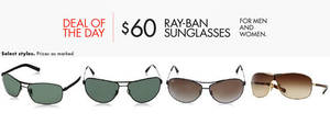 Featured image for (EXPIRED) Ray-Ban Sunglasses $60 24hr Offers 16 – 17 Dec 2015