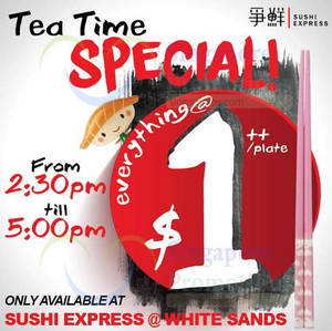 Featured image for (EXPIRED) Sushi Express Everything at $1++/plate @ White Sands 14 – 30 Dec 2015