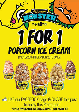 Featured image for (EXPIRED) Sweet Monster 1-for-1 Popcorn Ice Cream 19 – 20 Dec 2015