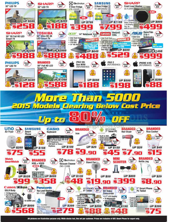 TVs, Tablets, Smartphones, Washers, Fridges, Fans, Hair Dryer, Iron