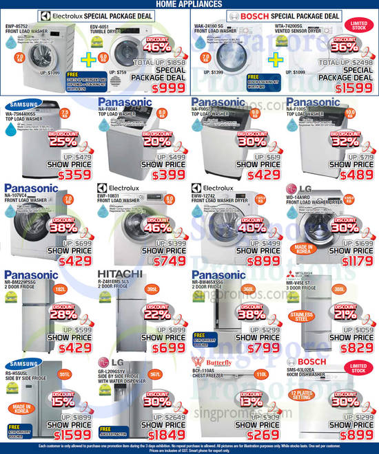 8 Jan Home Appliances Washers, Fridges, Panasonic, Hitachi, Samsung, LG, Bosch