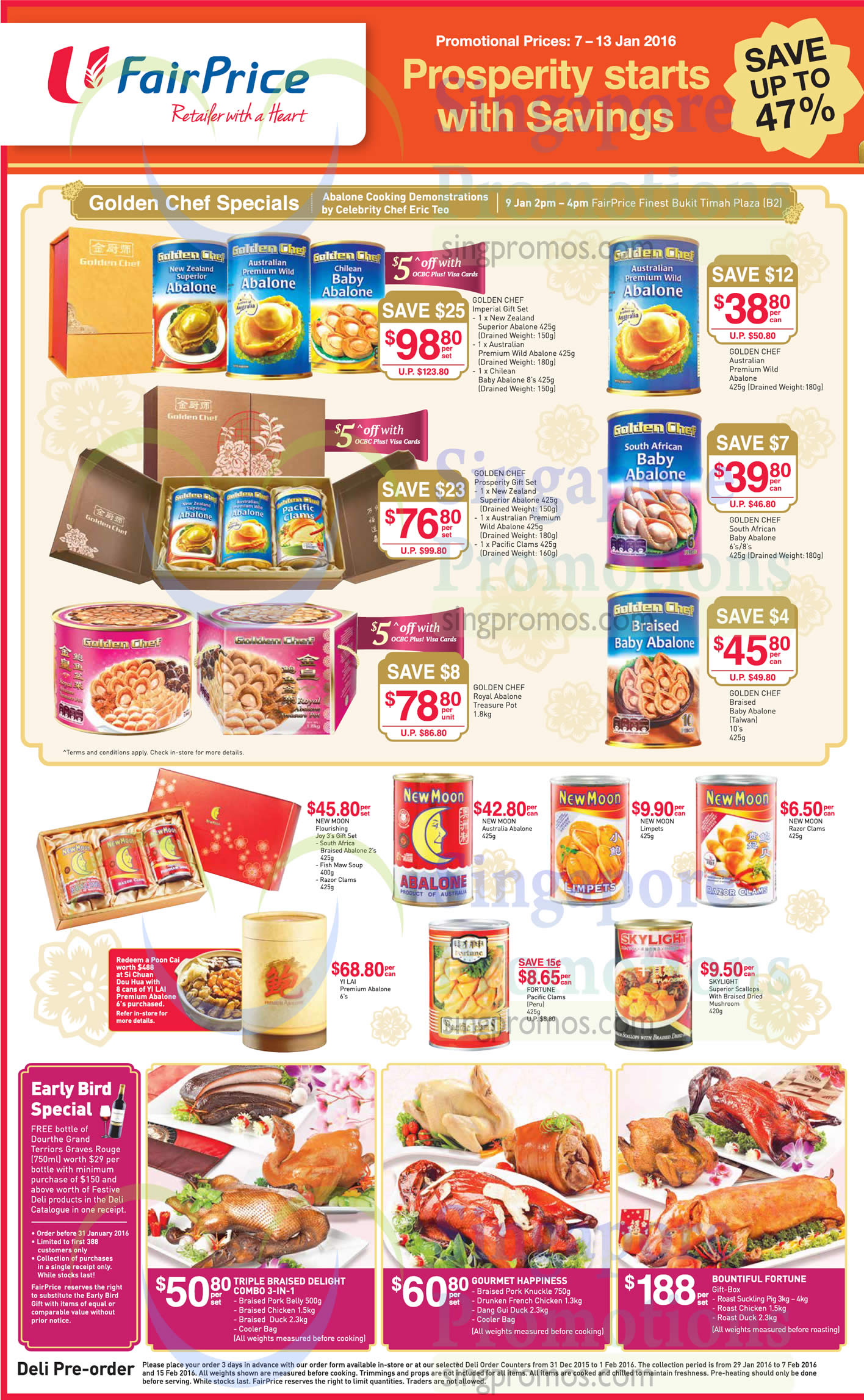 Featured image for Fairprice Abalones (New Moon, Golden Chef, Skylight), CNY Goodies & More Offers 7 - 13 Jan 2016