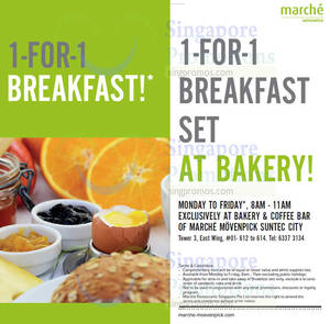 Featured image for (EXPIRED) Marche Movenpick 1-for-1 Breakfast Set (Weekdays) @ Suntec 5 Jan – 31 Mar 2016