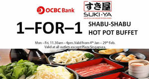 Featured image for Suki-Ya 1-for-1 Shabu-Shabu Buffet For OCBC Cardmembers (Wkdays) 4 Jan – 29 Feb 2016