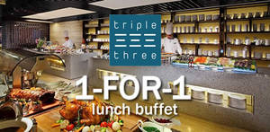 Featured image for (EXPIRED) Triple Three: 1-for-1 lunch buffet with DBS/POSB cards! Valid till 31 Dec 2018