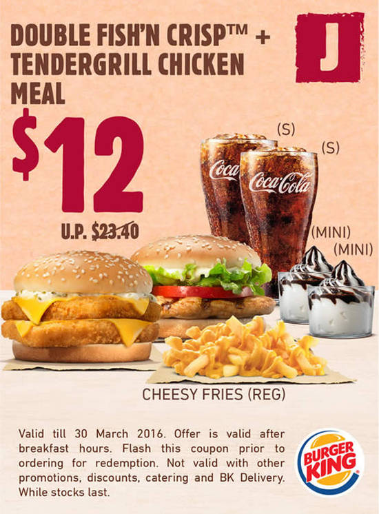 J 12.00 Double Fishn Crisp + Tendergrill Chicken Meal