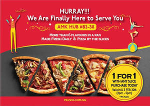 Featured image for (EXPIRED) Pezzo Pizza 1-for-1 Slices @ AMK Hub 1 – 3 Feb 2016