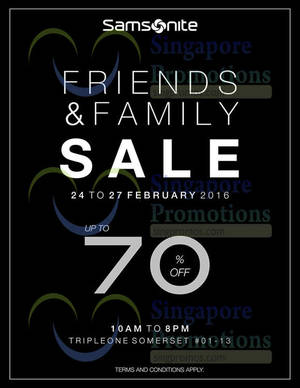 Featured image for (EXPIRED) Samsonite Friends & Family Sale @ TripleOne Somerset 24 – 27 Feb 2016