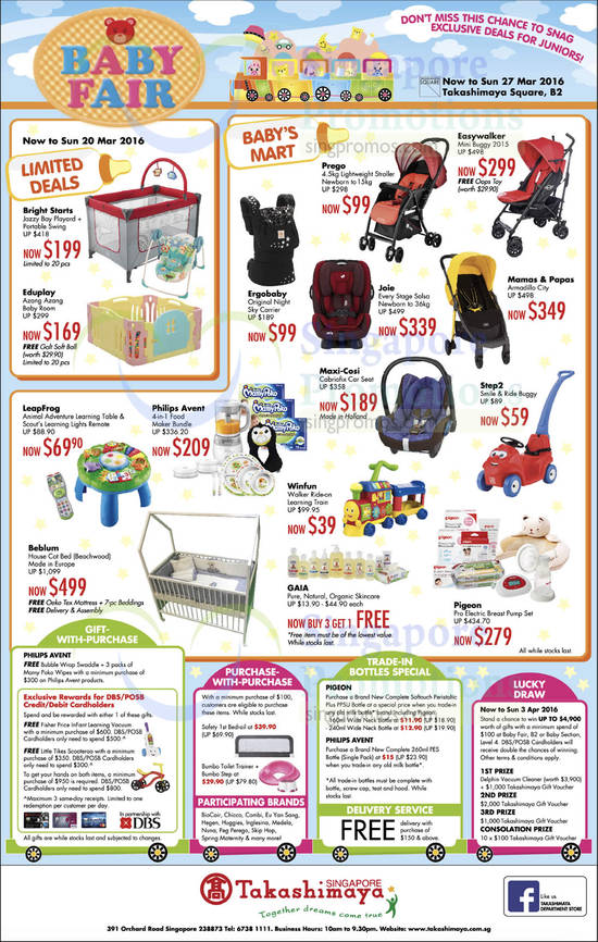 17 Mar Bright Starts, Eduplay, Mart, Ergobaby, LeapFrog, Philips Avent, Pigeon