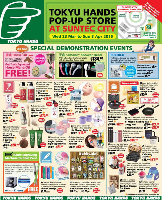 23 Mar Tokyu Hands Popup Store Offers, Demonstration Events