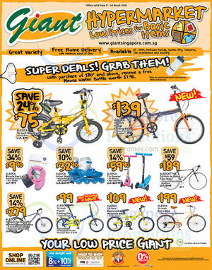 Featured image for Aleoca Bicycles Offers @ Giant Hypermarket 11 – 24 Mar 2016